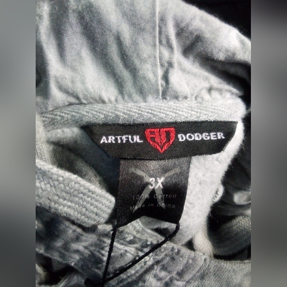 Artful Dodger Ancient Rustic Gothic Graphic Design Spray Hoodie Men's 3XL Gray - Picture 12 of 15